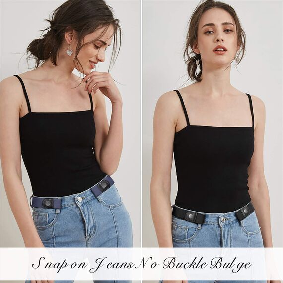 JasGood 2 Stück Gürtel Ohne Schnalle,Elastischer Unsichtbarer Gürtel, Dehnbarer Stretchgürtel für Damen und Herren,Justierbar Schnallenfreier Gurtel Für Jeans Hosen
