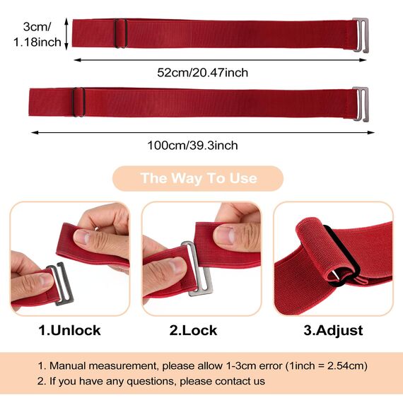 Cobee Unsichtbarer Damengürtel, verstellbarer elastischer Gürtel mit flacher Schnalle, kein sichtbarer Taillengürtel für Jeans, Hosen, Kleider (Rot)