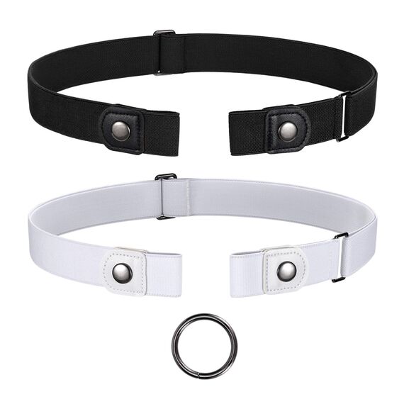 JasGood 2 Stück Gürtel Ohne Schnalle,Elastischer Unsichtbarer Gürtel, Dehnbarer Stretchgürtel für Damen und Herren,Justierbar Schnallenfreier Gurtel Für Jeans Hosen