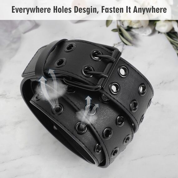 JasGood Punk Gürtel Nietengürtel Damen und Herren Doppelloch Gürtel mit Punk Style CosplayGürtel