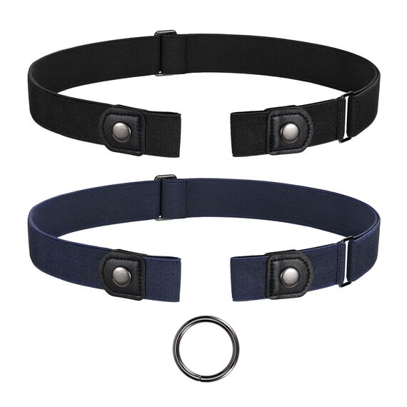 JasGood 2 Stück Gürtel Ohne Schnalle,Elastischer Unsichtbarer Gürtel, Dehnbarer Stretchgürtel für Damen und Herren,Justierbar Schnallenfreier Gurtel Für Jeans Hosen