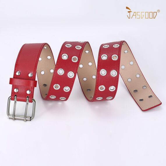 JasGood Punk Gürtel Nietengürtel Damen und Herren Doppelloch Gürtel mit Punk Style CosplayGürtel Hip Hop RockGürtel für Oder Gothic-Outfits