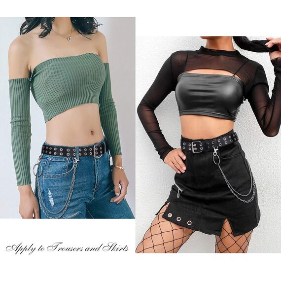 JasGood Punk Gürtel Nietengürtel Damen und Herren Doppelloch Gürtel mit Punk Style CosplayGürtel Hip Hop RockGürtel für Oder Gothic-Outfits