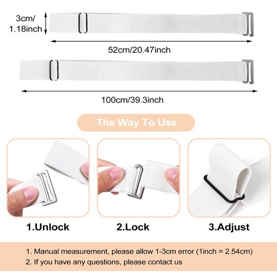 Cobee Unsichtbarer Damengürtel, verstellbarer elastischer Gürtel mit flacher Schnalle, kein sichtbarer Taillengürtel für Jeans, Hosen, Kleider (Weiss)