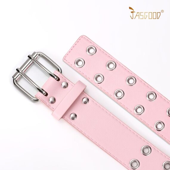 JasGood Punk Gürtel Nietengürtel Damen und Herren Doppelloch Gürtel mit Punk Style CosplayGürtel Hip Hop RockGürtel für Oder Gothic-Outfits