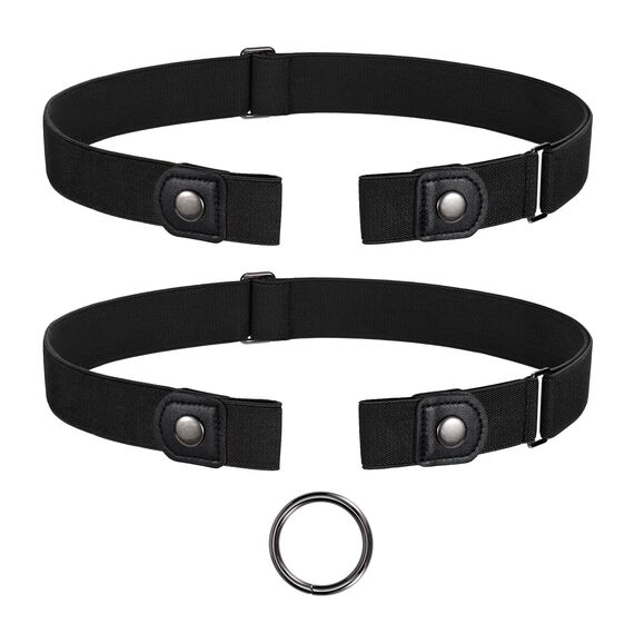 JasGood 2 Stück Gürtel Ohne Schnalle,Elastischer Unsichtbarer Gürtel, Dehnbarer Stretchgürtel für Damen und Herren,Justierbar Schnallenfreier Gurtel Für Jeans Hosen