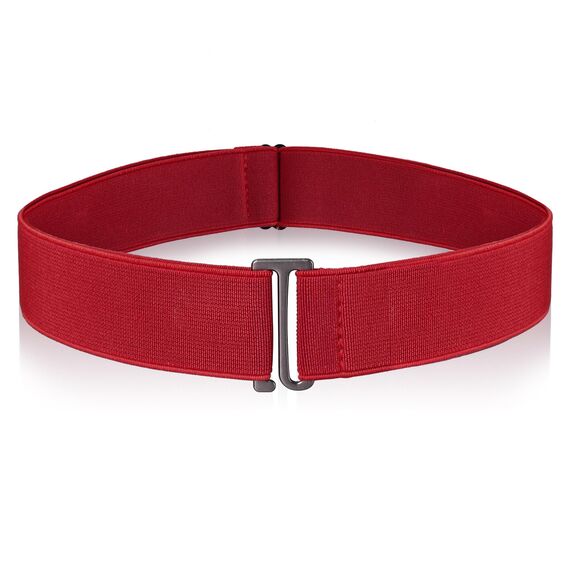 Cobee Unsichtbarer Damengürtel, verstellbarer elastischer Gürtel mit flacher Schnalle, kein sichtbarer Taillengürtel für Jeans, Hosen, Kleider (Rot)