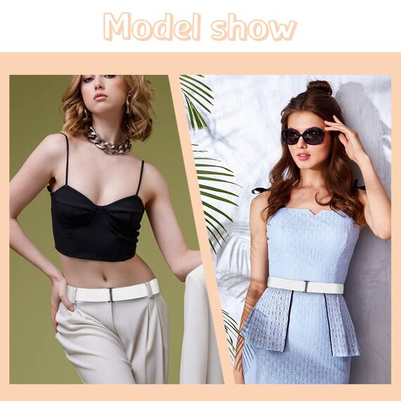 Cobee Unsichtbarer Damengürtel, verstellbarer elastischer Gürtel mit flacher Schnalle, kein sichtbarer Taillengürtel für Jeans, Hosen, Kleider (Weiss)