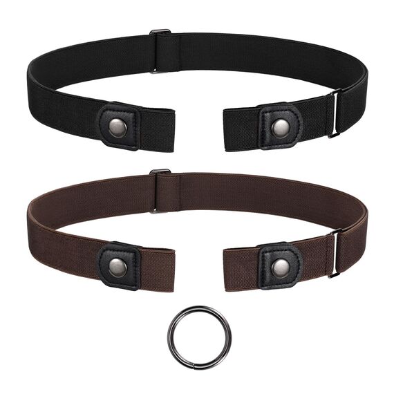 JasGood 2 Stück Gürtel Ohne Schnalle,Elastischer Unsichtbarer Gürtel, Dehnbarer Stretchgürtel für Damen und Herren,Justierbar Schnallenfreier Gurtel Für Jeans Hosen