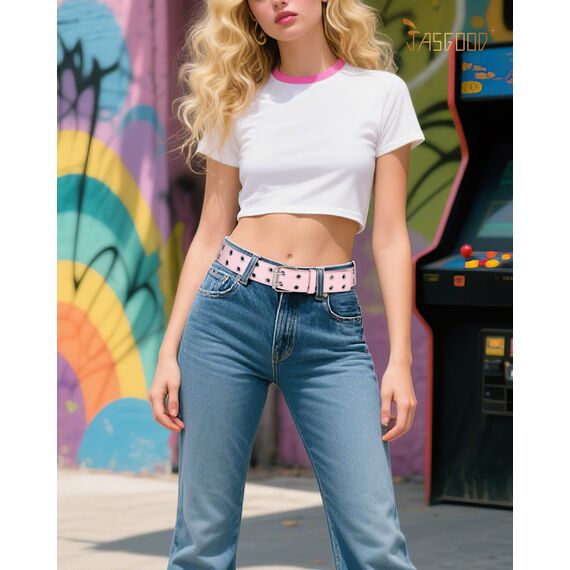 JasGood Punk Gürtel Nietengürtel Damen und Herren Doppelloch Gürtel mit Punk Style CosplayGürtel Hip Hop RockGürtel für Oder Gothic-Outfits