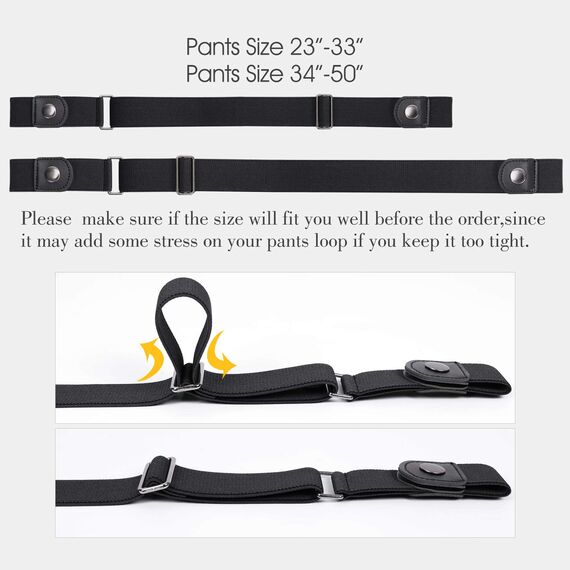 JasGood 2 Stück Gürtel Ohne Schnalle,Elastischer Unsichtbarer Gürtel, Dehnbarer Stretchgürtel für Damen und Herren,Justierbar Schnallenfreier Gurtel Für Jeans Hosen