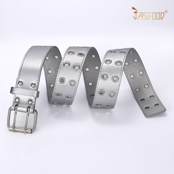 JasGood Punk Gürtel Nietengürtel Damen und Herren Doppelloch Gürtel mit Punk Style CosplayGürtel Hip Hop RockGürtel für Oder Gothic-Outfits