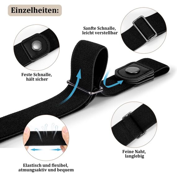 JasGood 2 Stück Gürtel Ohne Schnalle,Elastischer Unsichtbarer Gürtel, Dehnbarer Stretchgürtel für Damen und Herren,Justierbar Schnallenfreier Gurtel Für Jeans Hosen