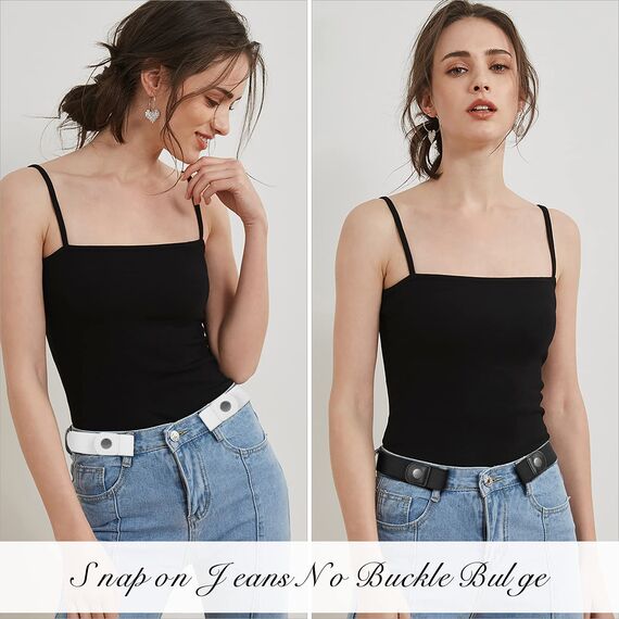 JasGood 2 Stück Gürtel Ohne Schnalle,Elastischer Unsichtbarer Gürtel, Dehnbarer Stretchgürtel für Damen und Herren,Justierbar Schnallenfreier Gurtel Für Jeans Hosen