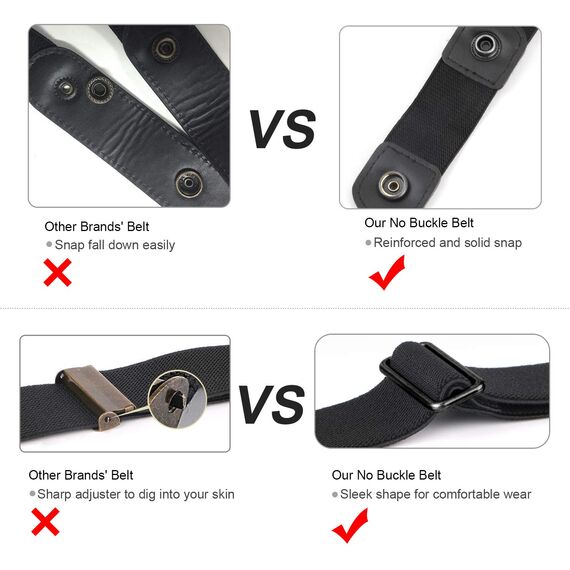 JasGood 2 Stück Gürtel Ohne Schnalle,Elastischer Unsichtbarer Gürtel, Dehnbarer Stretchgürtel für Damen und Herren,Justierbar Schnallenfreier Gurtel Für Jeans Hosen