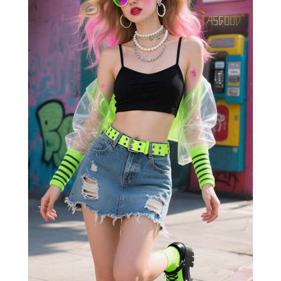 JasGood Punk Gürtel Nietengürtel Damen und Herren Doppelloch Gürtel mit Punk Style CosplayGürtel Hip Hop RockGürtel für Oder Gothic-Outfits