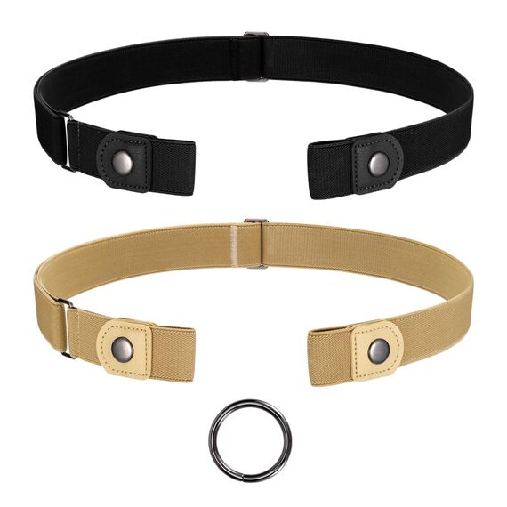 JasGood 2 Stück Gürtel Ohne Schnalle,Elastischer Unsichtbarer Gürtel, Dehnbarer Stretchgürtel für Damen und Herren,Justierbar Schnallenfreier Gurtel Für Jeans Hosen