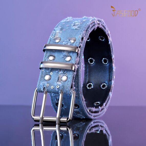JasGood Punk Gürtel Nietengürtel Damen und Herren Doppelloch Gürtel mit Punk Style CosplayGürtel Hip Hop RockGürtel für Oder Gothic-Outfits