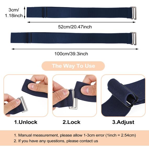 Cobee Unsichtbarer Damengürtel, verstellbarer elastischer Gürtel mit flacher Schnalle, kein sichtbarer Taillengürtel für Jeans, Hosen, Kleider (Dunkelblau)