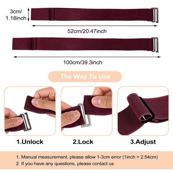 Cobee Unsichtbarer Damengürtel, verstellbarer elastischer Gürtel mit flacher Schnalle, kein sichtbarer Taillengürtel für Jeans, Hosen, Kleider (Weinrot)