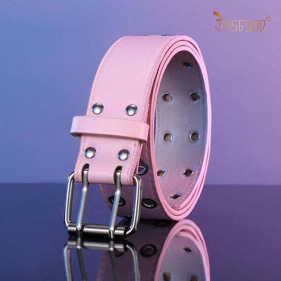 JasGood Punk Gürtel Nietengürtel Damen und Herren Doppelloch Gürtel mit Punk Style CosplayGürtel Hip Hop RockGürtel für Oder Gothic-Outfits