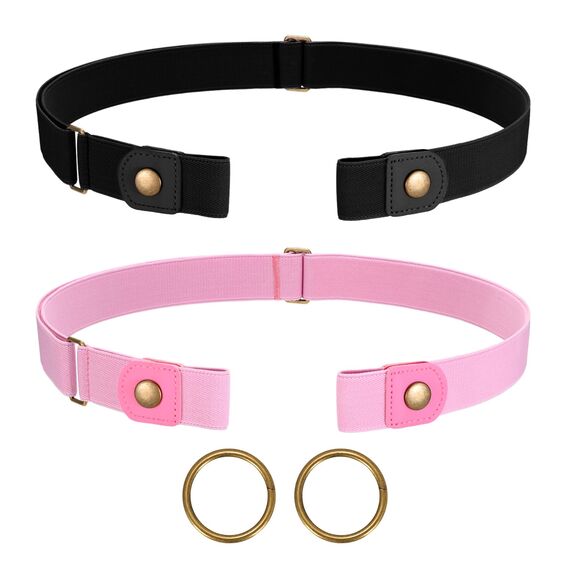 JasGood 2 Stück Gürtel Ohne Schnalle,Elastischer Unsichtbarer Gürtel, Dehnbarer Stretchgürtel für Damen und Herren,Justierbar Schnallenfreier Gurtel Für Jeans Hosen