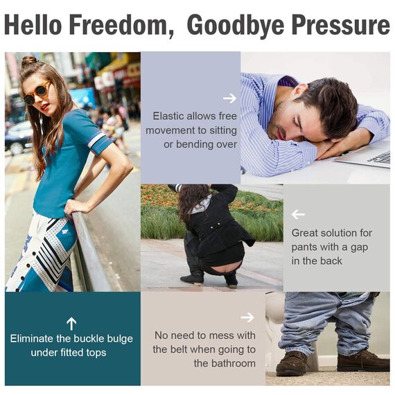 JasGood 2 Stück Gürtel Ohne Schnalle,Elastischer Unsichtbarer Gürtel, Dehnbarer Stretchgürtel für Damen und Herren,Justierbar Schnallenfreier Gurtel Für Jeans Hosen