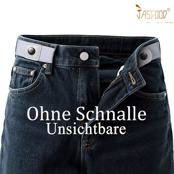 JasGood 2 Stück Gürtel Ohne Schnalle,Elastischer Unsichtbarer Gürtel, Dehnbarer Stretchgürtel für Damen und Herren,Justierbar Schnallenfreier Gurtel Für Jeans Hosen