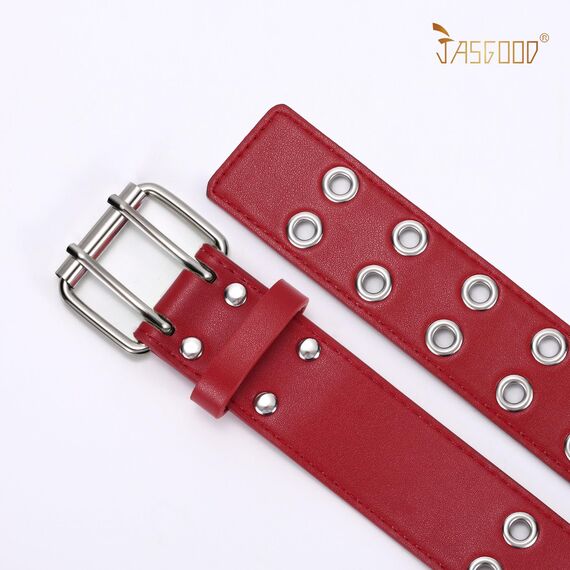 JasGood Punk Gürtel Nietengürtel Damen und Herren Doppelloch Gürtel mit Punk Style CosplayGürtel Hip Hop RockGürtel für Oder Gothic-Outfits