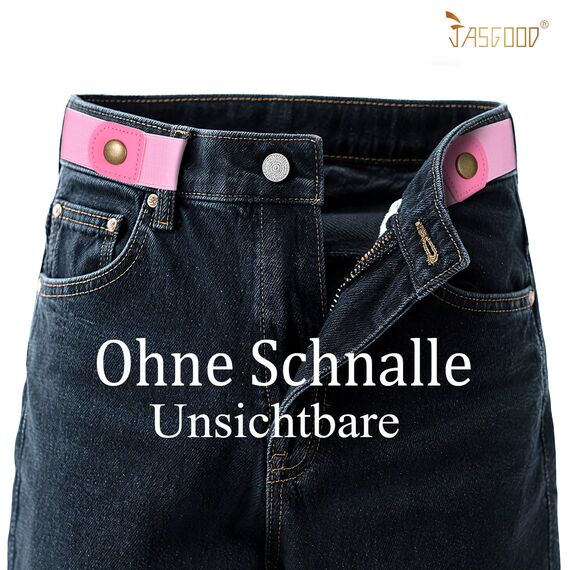 JasGood 2 Stück Gürtel Ohne Schnalle,Elastischer Unsichtbarer Gürtel, Dehnbarer Stretchgürtel für Damen und Herren,Justierbar Schnallenfreier Gurtel Für Jeans Hosen