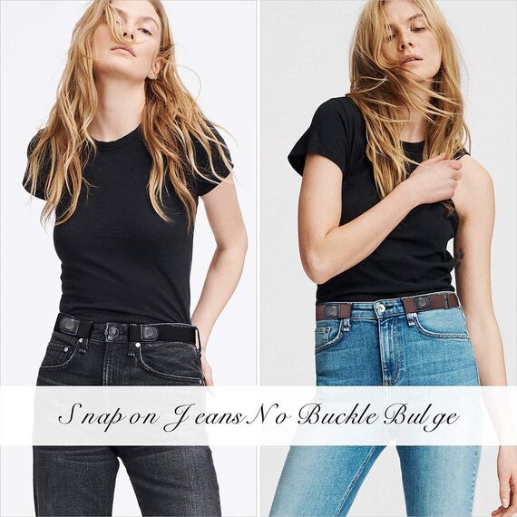 JasGood 2 Stück Gürtel Ohne Schnalle,Elastischer Unsichtbarer Gürtel, Dehnbarer Stretchgürtel für Damen und Herren,Justierbar Schnallenfreier Gurtel Für Jeans Hosen