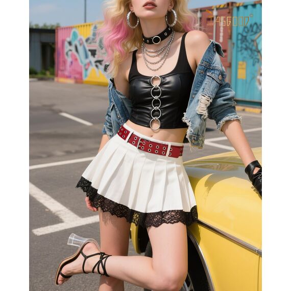 JasGood Punk Gürtel Nietengürtel Damen und Herren Doppelloch Gürtel mit Punk Style CosplayGürtel Hip Hop RockGürtel für Oder Gothic-Outfits