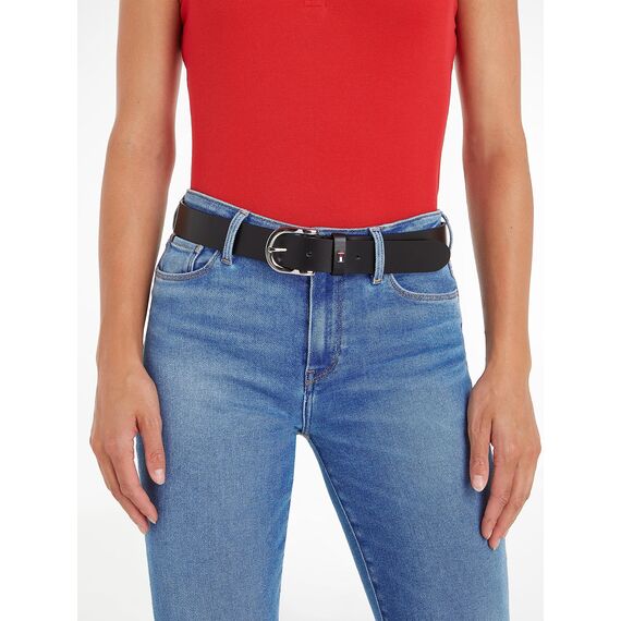 Tommy Hilfiger Damen Gürtel New Danny Belt Ledergürtel, Schwarz (Masters Black), 75 cm