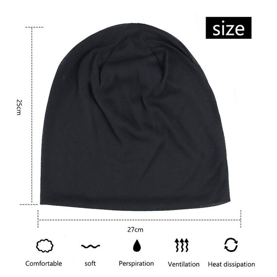 YOFASEN Slouchy Beanie Mütze - Chemo Cancer Kopfbedeckung aus Baumwolle Schlafmütze Turban Kopfbedeckung Strecken Muslimisches Kopftuch für Frauen Männer, Schwarz, One size
