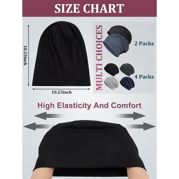 Senker Fashion Slouchy Beanie-Mütze für Damen und Herren, Chemo-Kopfbedeckung, Baumwolle, weich, leicht, Chemo-Totenkopfkappe, elastisch, Schwarz Rot, Large
