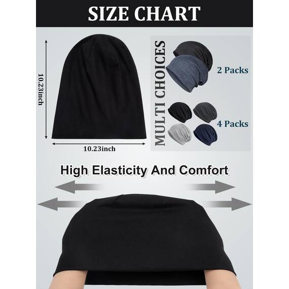 Senker Fashion Slouchy Beanie-Mütze aus Baumwolle, Chemo-Kopfbedeckung für Damen und Herren, weich, leicht, Chemo-Totenkopfmütze, elastische Schlafmütze, Schwarz Khaki, Large
