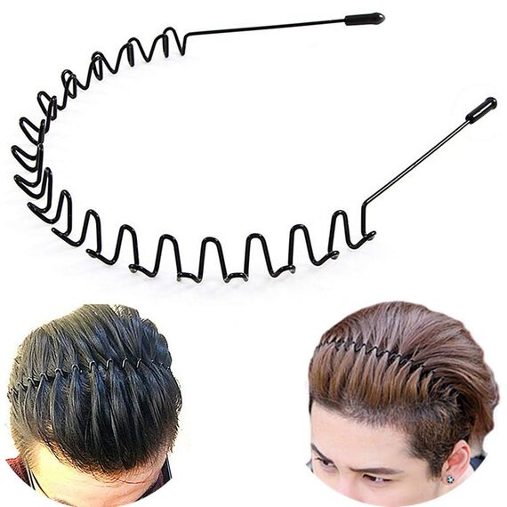 lofuanna Metall-Haarbänder für Männer und Frauen, Stirnbänder, Schönheitspflege, Unisex, schwarz, gewellt, Frühling, Sport für Männer, Haarband, Reifenklammern, Damen, Zubehör, einfach, elastisch, ru