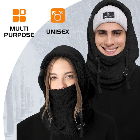 Shy Velvet Plüsch Sturmhaube Mütze Winter Thermo Skimaske Wolle Balaclava für Radfahren, Snowboarden, Skifahren, Motorradfahren Winddicht Gesichtshaube für Herren/Damen