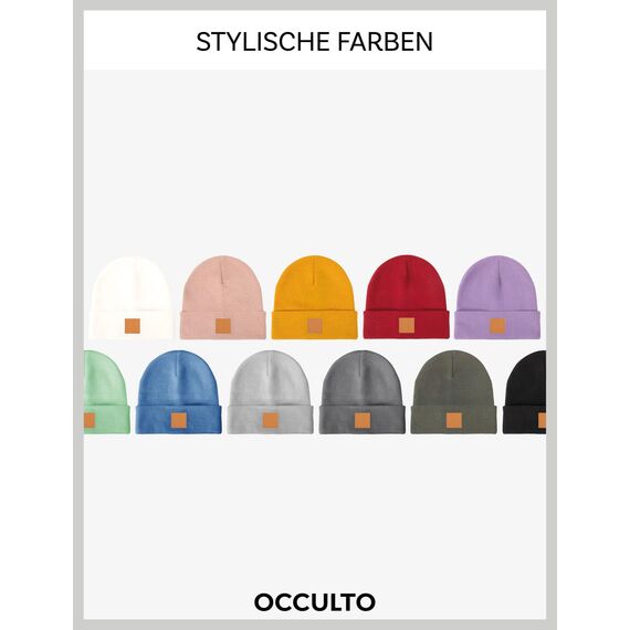Occulto Leatherpatch Winter Mütze Beanie Rosé