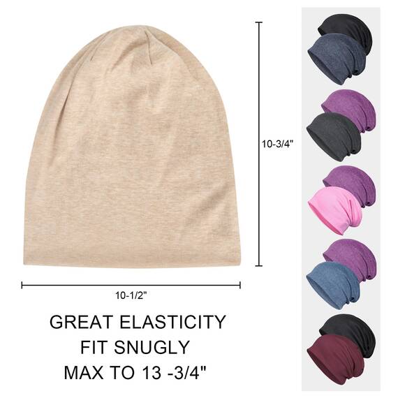 Senker Fashion Slouchy Beanie-Mütze aus Baumwolle, Chemo-Kopfbedeckung für Damen und Herren, weich, leicht, Chemo-Totenkopfmütze, elastische Schlafmütze, Schwarz Khaki, Large
