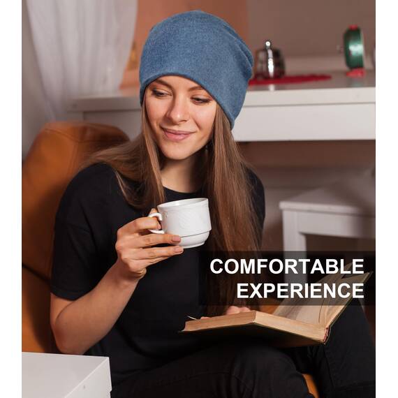 Senker Fashion Slouchy Beanie-Mütze, Baumwolle, Chemo-Kopfbedeckung, Mützen für Damen und Herren, I-Denim-Blau/Rosa, 2 Stück, I-Denim, Blau/Rosa, Large