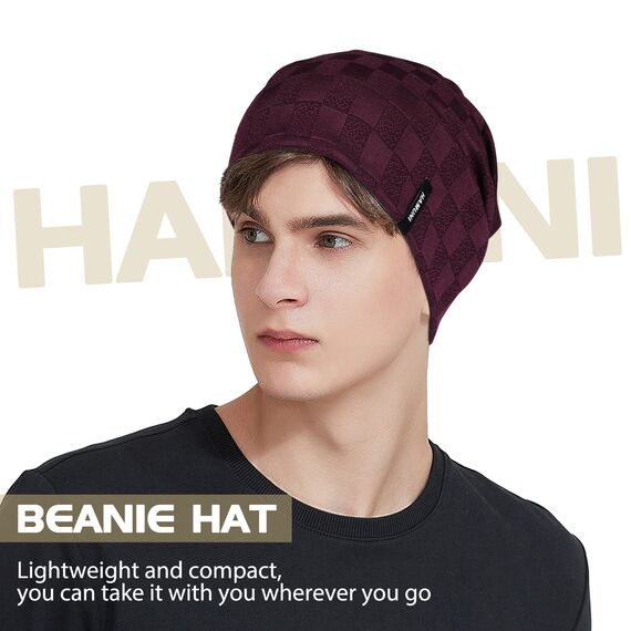 HAMUNI Slouch Beanie Mütze für Herren Damen, Dünne und Leichte Jacquard Jersey Beanies Chemo Kopfbedeckung Mützen Laufmütze Mütze Slouchy Baggy Beanie Unisex Flexible Klassische Winter Sommer Hüte