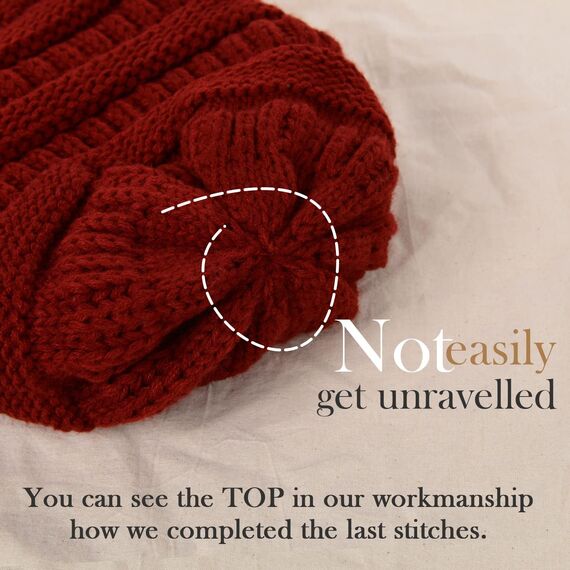 FURTALK Damen Beanie Mütze Warme Wintermütze mit Weichem Innenfutter Gefütterte Strickmütze,Weinrot,Einheitsgröße