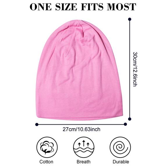 Senker Fashion Slouchy Beanie-Mütze, Baumwolle, Chemo-Kopfbedeckung, Mützen für Damen und Herren, I-Denim-Blau/Rosa, 2 Stück, I-Denim, Blau/Rosa, Large
