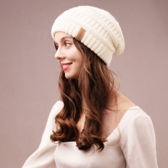 FURTALK Damen Beanie Mütze Warme Wintermütze mit Weichem Innenfutter Gefütterte Strickmütze,Grün mischen,Einheitsgröße