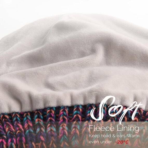 FURTALK Damen Beanie Mütze Warme Wintermütze mit Weichem Innenfutter Gefütterte Strickmütze,Himmelblau,Einheitsgröße