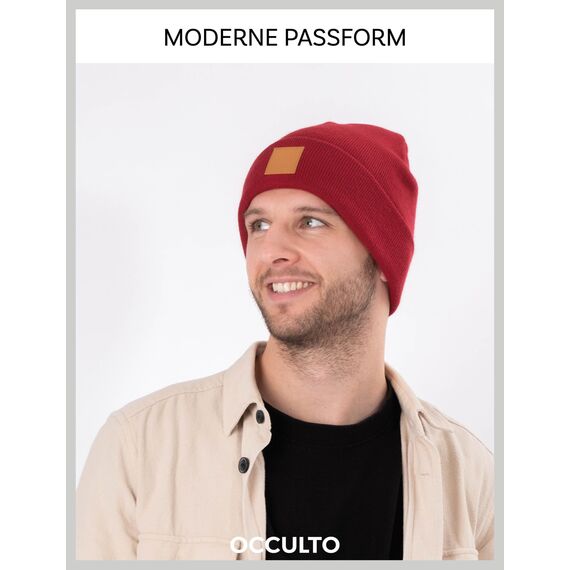Occulto Leatherpatch Winter Mütze Beanie Rosé