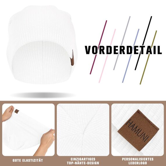HAMUNI Mütze Damen Slouch Beanie Mütze Herren Elastisch Weich Bequem Jersey Mützen Klassische Mode Longbeanie perfekt für Frühling Herbst und Winter (Schnee Weiß)