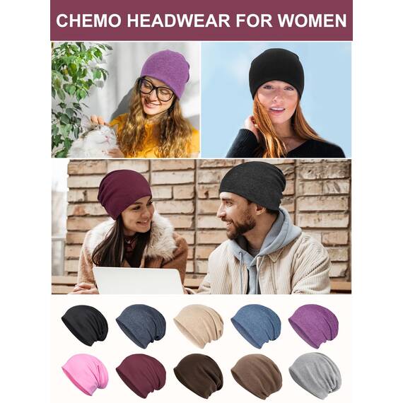 Senker Fashion Slouchy Beanie-Mütze für Damen und Herren, Chemo-Kopfbedeckung, Baumwolle, weich, leicht, Chemo-Totenkopfkappe, elastisch, Schwarz Rot, Large