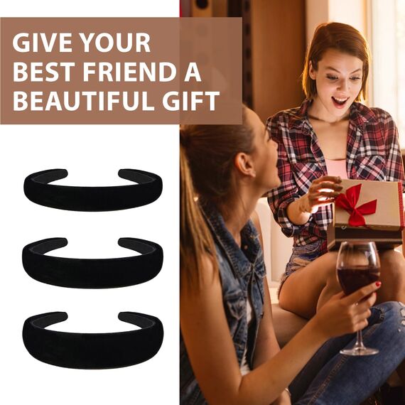 Goiern 3 Stück Samt Haarreifen Schwarz, Solides, Einfaches Haarreif für Damen und Mädchen, Breit, Mittel und Dünn Stirnband, Mode Haarschmuck